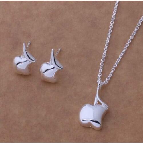 AS150 Lucky Silver Color 925 Jewelry Sets For Women Earring 147 + Necklace 594 /bioajzva Agoaixva