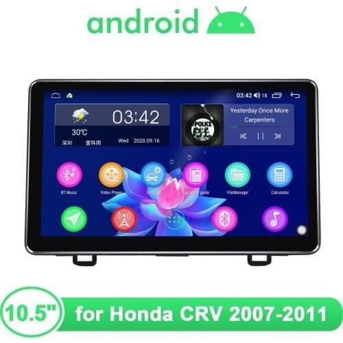New Product 10.5 Inch Radio 1 din Car Stereo Bluetoot Central Multimedia 1Din Car Navigator Android Auto For Honda CRV 2007-2011