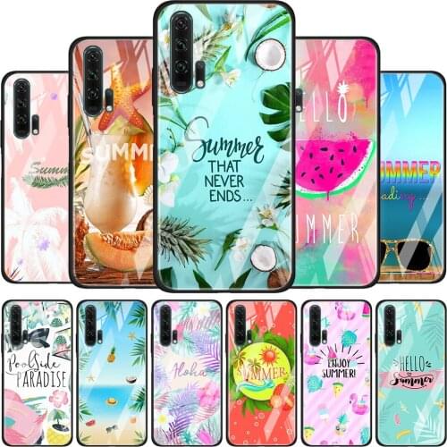 Hello Summer Coconut Soft Tempered Glass Cover For Honor 30 20 10 9X 8X Lite Pro Plus Phone Case Coque Shell