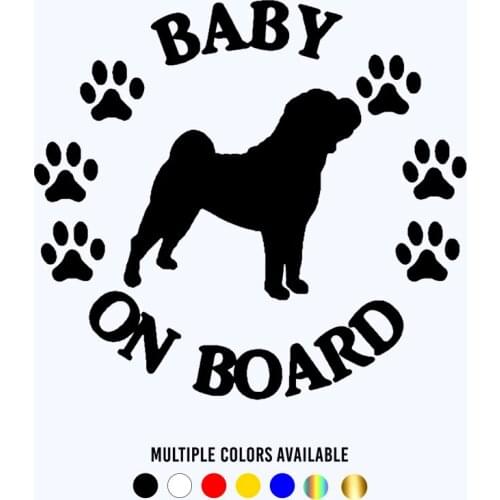 CK20867# Die-Cut Vinyl Decal Baby Shar Pei on Board Car Sticker Waterproof Auto Decors on Bumper Window Laptop