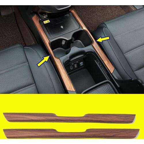 For Honda CRV CR-V 2017 2018 2019 2020 2021 2PCS Peach Wood Grain Water Cup Holder Stripe Trim