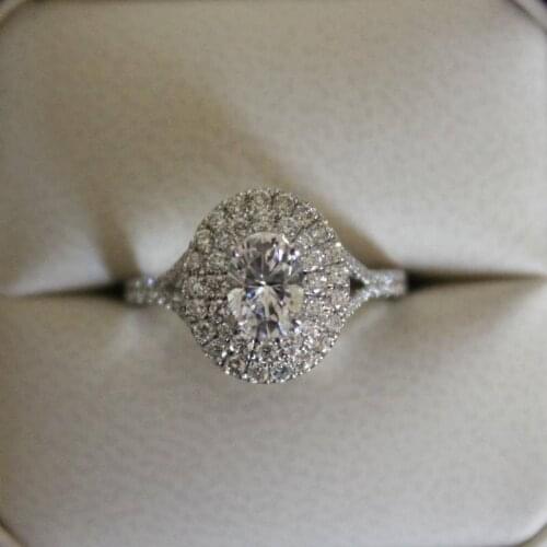1pc Elegant White Zircon oval Ring Fashion Filled Wedding Jewelry Engagement Rings For Women