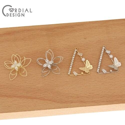 Cordial Design 50Pcs Earring Findings/Jewelry Accessories/Claw Chain/Hand Made/Earrings Connectors/CZ Charms/DIY Jewelry Making