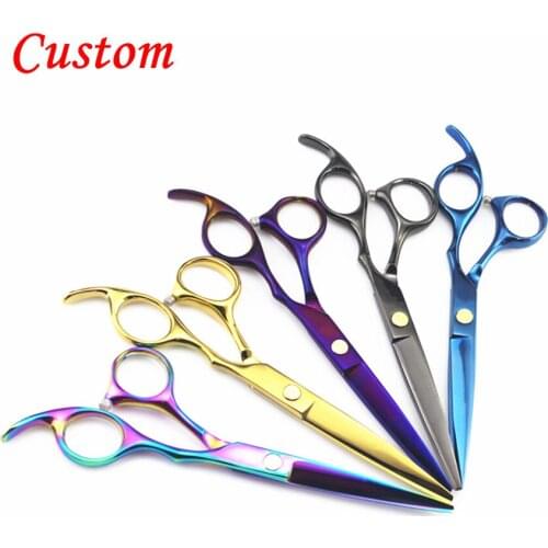 Custom Professional japan 440c 6 inch cut hair scissors cutting barber hair makas thinning scisor shears hairdressing scissors