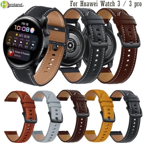 Leather Watchband Strap For Huawei Watch 3 / 3 pro / GT 2 Pro / GT2 46mm Smart Wristband Bracelet Replacement Accessories belt