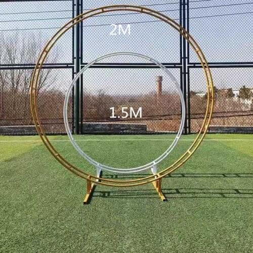 Circular metal frame, background decoration, double column arch, wedding decoration Balloon flower arch party background frame