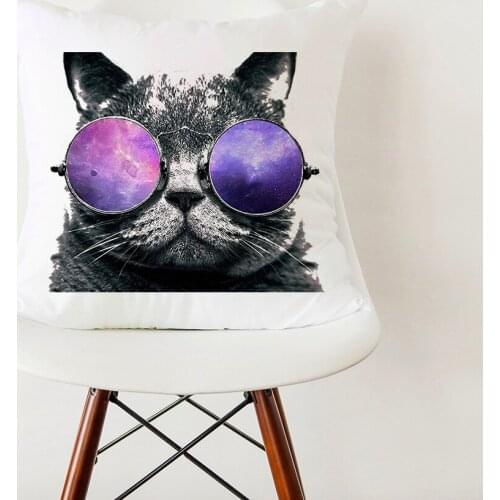 Cool Cat Theme Cushion Cover Funny Print Pillowcase Decor Living Room Sofa Home Office Pillows Decorative Fashion Pillow Cover