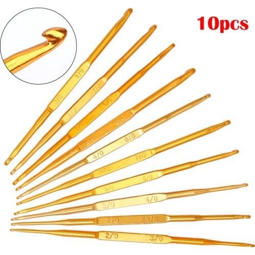 LMDZ 10Pcs Double End Double Size Crochet Hook Knitting Needle Set Weave Craft Sweater Knitting Hooks Handle Craft Needles