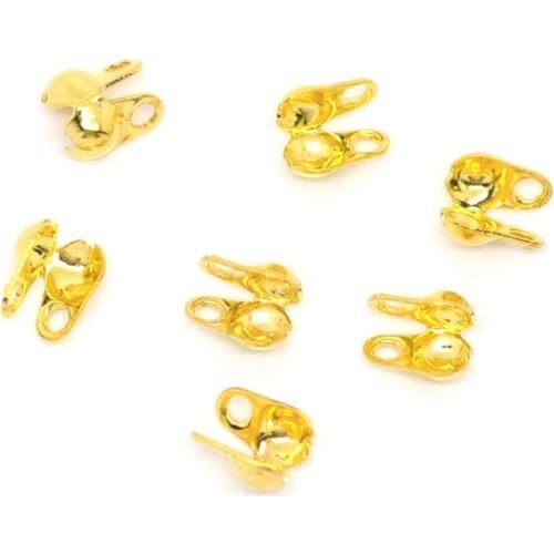 DoreenBeads Copper Calottes End Crimps Beads Ball Chain Gold color Making Jewelry 4mm( 1/8") x 3.5mm( 1/8"), 100 Pieces 2020New