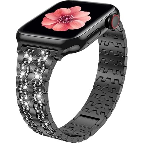 Bling Dressy Jewelry Metal Bracelet for Apple Watch Band 6 5 SE 40mm 44mm Stainless Steel Link Strap for iWatch 4 3 38mm 42mm