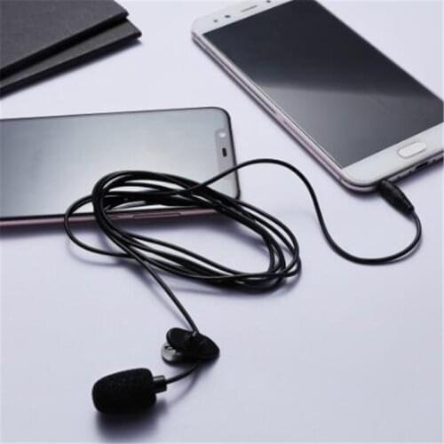 3.5mm Black Mini Studio Speech Mic Microphone Clip On Lapel for PC Notebook 1.5M