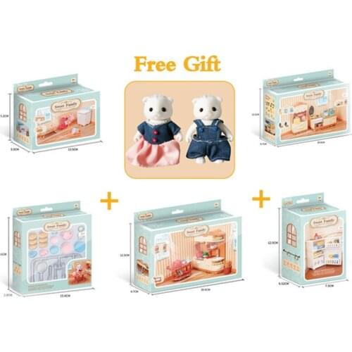 Miniature Dollhouse Furniture Toys Set DIY Forest Family Kids Girls Pretend Play Furniture Toys Gift for Christmas Birthday