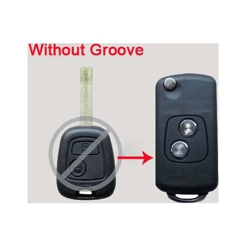 2 Buttons Modified Filp Folding Remote Key Shell Case For Peugeot 307 Without Groove Car Alarm Housing Fob Key Cover