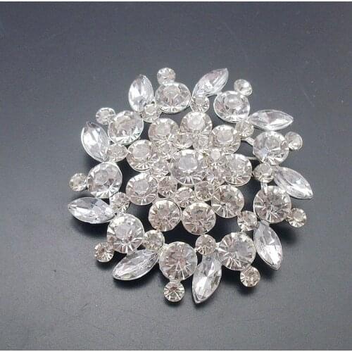 Fashion Quality Women Graceful Sparkly Large Shiny Flower Rhinestone Crystal Brooch For Wedding, Item No.: FB026