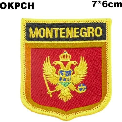 Montenegro Shield Shape Flag patches embroidered flag patches national flag patches for Cothing DIY Decoration PT0004-S