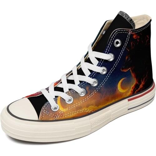 Customized Sneakers On-demand Printing Wolf Prints Personalized Canvas Shoes For Men And Women Spring And Autumn Models