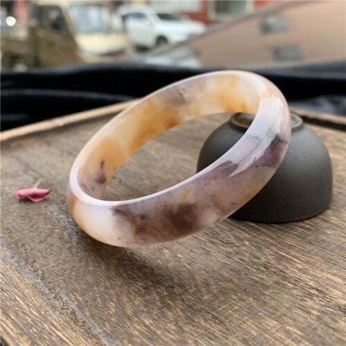 Natural Color Jade Bangle Hand-Carved Charm Jewelry Fashion Accessories for Men Women Round Bangle Lady Bracelet