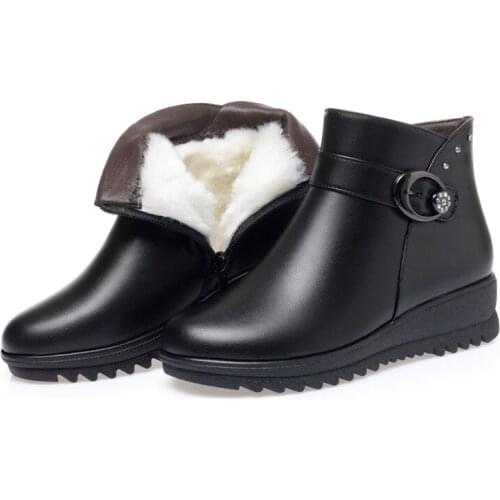 2020 New Fashion Winter Cotton Boots Womens Boots Inisde Plush / Wool Warm Boots Flat Wedges Non-slip Large Size Snow Boots