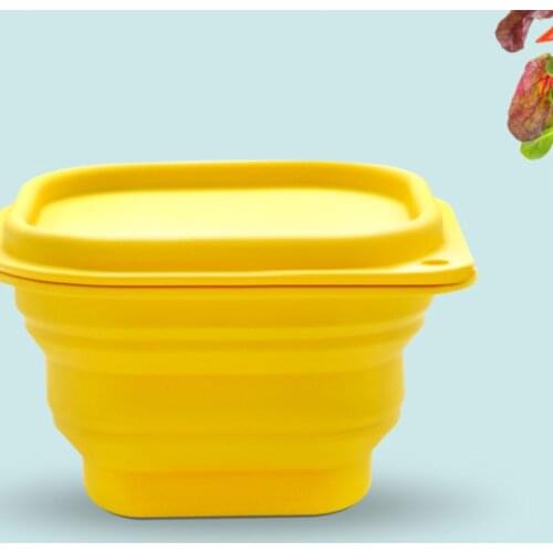 Outdoor Picnic Portable Silicone Folding Bowl Fruit Vegetables Bento Box Nstant Noodle Salad Yogurt Bowl Kitchen Storage Tools