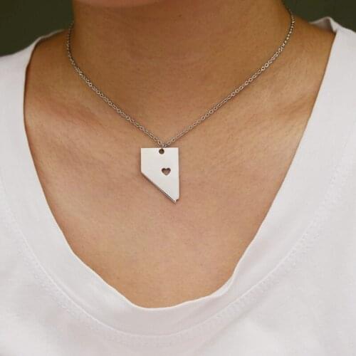 Simple USA State Map necklace stainless steel Nevada Map pendant necklace