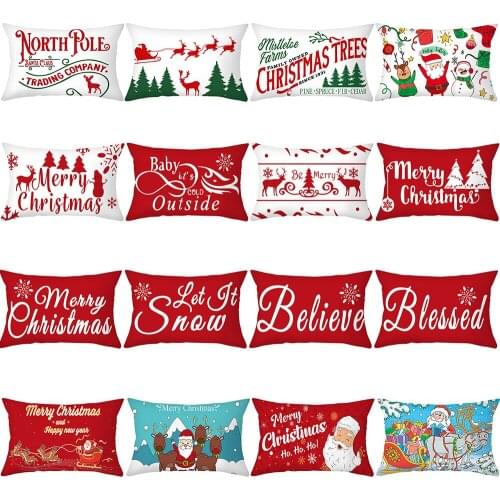 Christmas Cushion Cover 30x50 Polyester Sofa Cushions Decorative Pillowcover Throw Pillows Nordic Home Decor Pillowcase