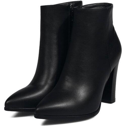 Big Size boots women shoes ankle boots for women ladies boots shoes woman winter Side zipper plain leather finish