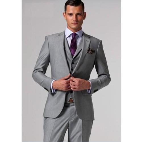 Gray Wedding Coat For Men Custom Made,Tailor Made Grey Groom Suit Terno Noivo Mens 3 Piece Tuxedos,Bespoke Men Wedding Suit
