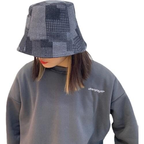 New spring and summer sunshade hat cowboy stitching bucket fisherman hat female Japanese wild face small trend basin hat