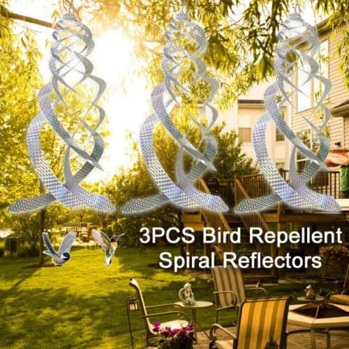 Bird Repellent Spiral Reflectors Hanging Reflective Bird Deterrent Device Silver Mylar Spinner Ornament Garden Decor Supplies