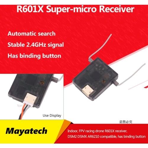 R601X Super-micro Receiver DSM2 DSMX Receiver for Aircraft Model FPV Racing Satellite Receiver with Binding Button