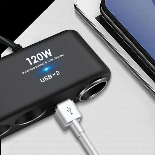 Universal 12V 24V 4 Way Cigarette Lighter Multi Socket Charger ABS USB Car Auto Dual Black Interior Splitter Adapter Parts P1Z2