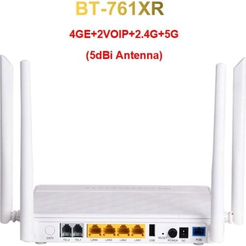 Fiber Optical Modem 4Ge 2 Voip 2.4G 5G Usb Dual Band 5Dbi Wifi Ac Router Xpon Gepon Epon Gpon Onu
