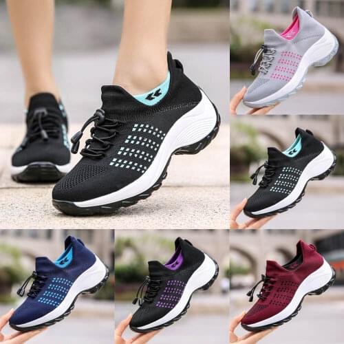 2021 Women Flat Platform Shoes Autumn Breathable Mesh Running Dance Sports Sandals New Spring Ladies Lace Sock Summer Sneakers