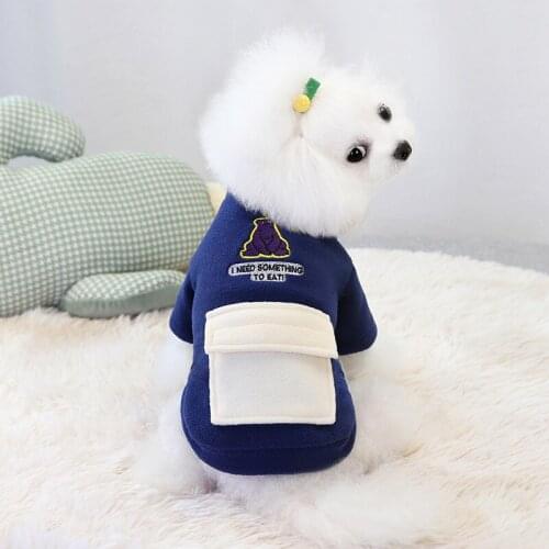 Dog Winter Warm Soft Jacket Pocket Zipper Coat Polyester Fiber Chihuahua French Bulldog Dog Winter Animal Prints Sweater