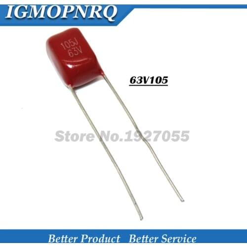 10PCS 63V105J 1UF Pitch 5MM 63V 105 1000nf CBB Polypropylene film capacitor new 63V105J-P5