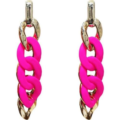 2021 Fashion Women Acrylic Drop Earrings Vintage Gold Color Long Chain Geometric Dangle Earrings Brincos Punk Jewelry Party Gift