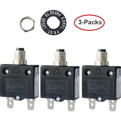 3sets KUOYUH 125/250VAC 98 Series 3A 5A 6A 7A 10A 15A 20A 25A 30A 32A 35A 40A 50A Circuit Breakers Manual Push Reset
