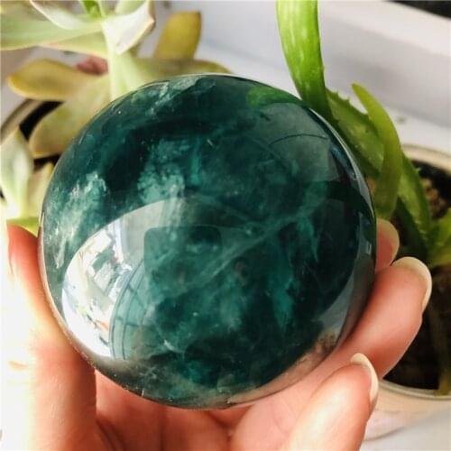 6cm AAAAA+Natural green fluorite crystal ball family decorative ball Halloween Christmas gift+ wood bracket