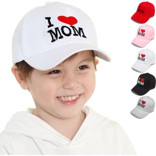 Childrens Cotton Baby Letter Cap Baby Kids Boy Adjustable Baseball Cap Plain Hat Black Pink Red White