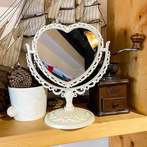 Cosmetic Mirror Functional Durable Desk Type Antique Vintage European Style Desktop Makeup Mirror for Makeup