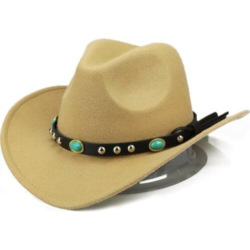 New Vintage Wool Western Style Cowboy Hat For Women Men Wide Brim Cowgirl Jazz Cap Toca Sombrero Cap Cowboy Hat 9 Colors
