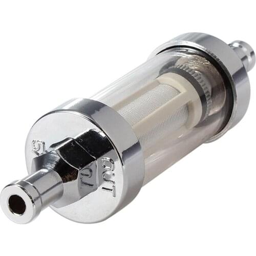 Promotion! Universal Chrome Glass Fuel Petrol crude oil engine Inline Filter 5/16 "8mm Silver