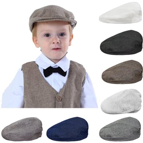Baby Boys Herringbone Flat Hat Kids Vintage Drivers Hat Toddler Soft With Lining Cap Infant Thick Winter Warm Accessories