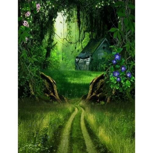 TR Fantasy Fairyland Forest House 5X7ft Vinyl Backdrops Computer Printed Children Wedding Photography Background Studio Backdrop