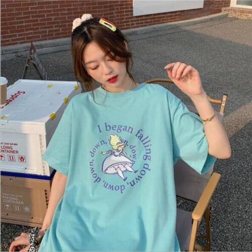 New Fashion Women T shirt Spring Summer Short Sleeve Round Neck Woman Tshirt Letters Print Female T-shirt